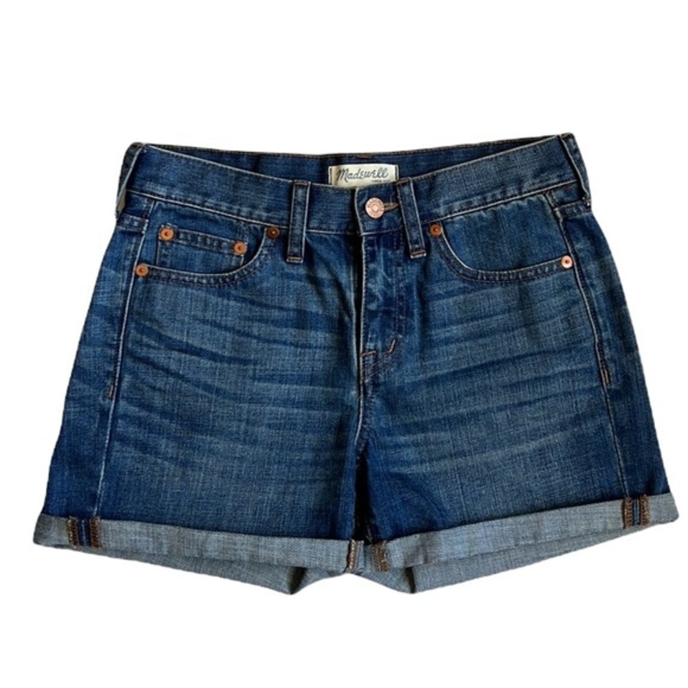 Madewell High Waisted Raw Hem/Rolled Hem Denim Jean Shorts Size 24 - Picture 1 of 8